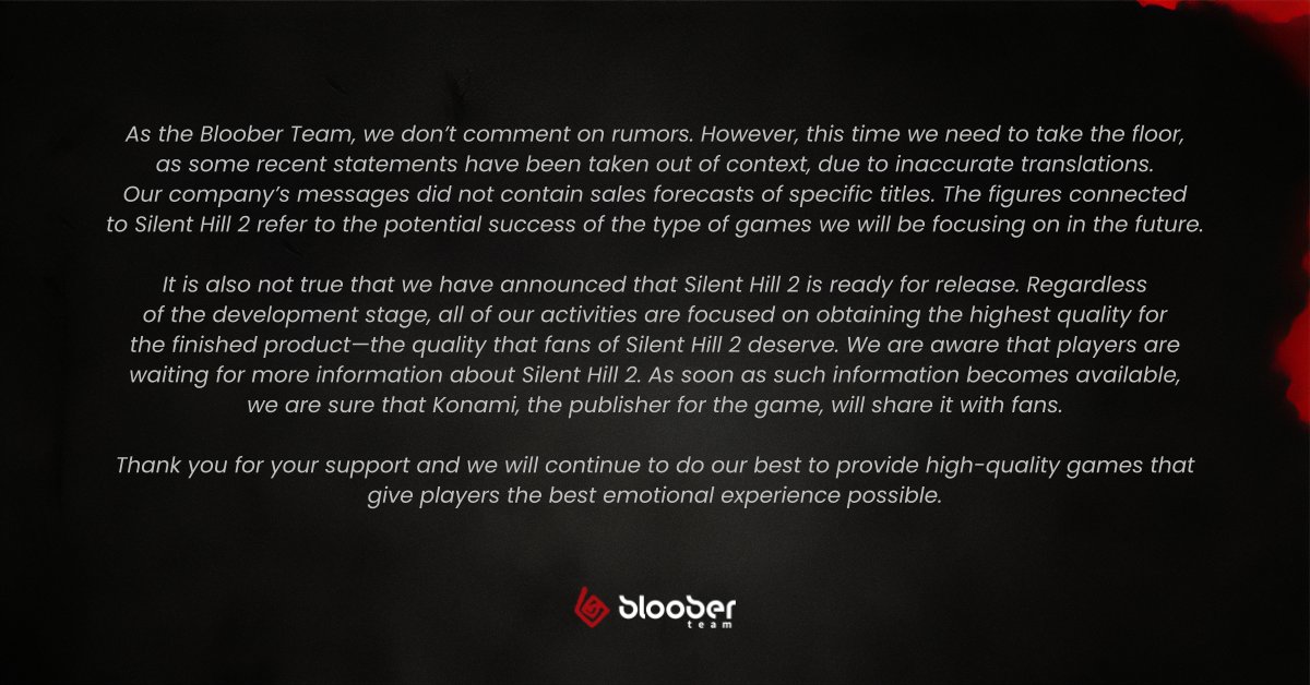 Konami junta-se ao Bloober Team e anuncia Silent Hill 2 Remake